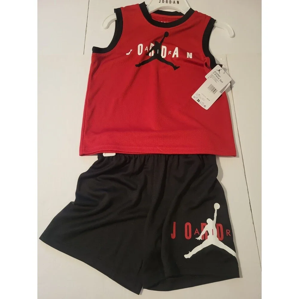 NIKE AIR JORDAN Shirt  & Shorts 2 Piece Graphic Logo Set  Size Kid's 7: NWT